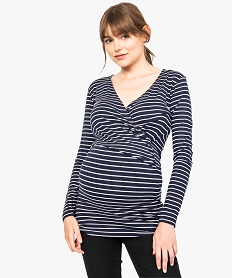 GEMO Tee-shirt grossesse et allaitement rayé kaki chine