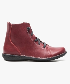 GEMO Boots zippées dessus cuir avec lacets décoratifs Rouge