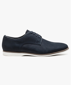 GEMO Derbies casual en cuir avec semelle contrastante Bleu