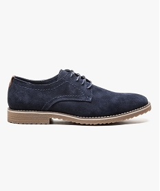 derbies casual en croute de cuir bleu chaussures de ville7059101_1