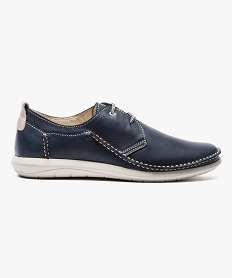 GEMO Chaussures confort homme dessus cuir avec surpiqûres Bleu