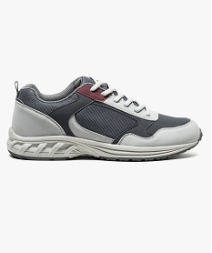 GEMO Baskets homme multimatières à lacets gris standard