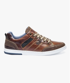 GEMO Baskets basses en cuir marron vif