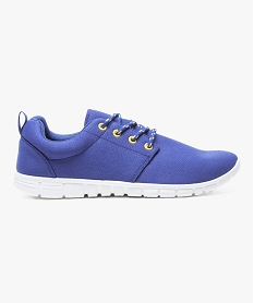GEMO Baskets en toile unie avec œillets contrastants Bleu