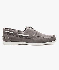 chaussures bateau en croute de cuir gris mocassins et chaussures bateaux7070001_1