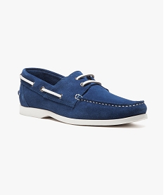 chaussures bateau en croute de cuir bleu mocassins et chaussures bateaux7070101_2
