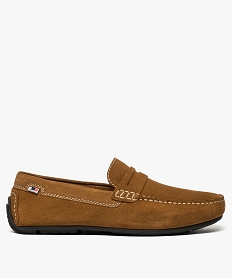 GEMO Mocassins homme dessus et intérieur cuir avec surpiqûres marron vif