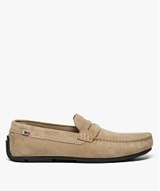 mocassins homme dessus et interieur cuir avec surpiqures beige mocassins et chaussures bateaux7075001_1