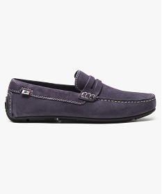 mocassins homme dessus et interieur cuir avec surpiqures violet mocassins et chaussures bateaux7075601_1