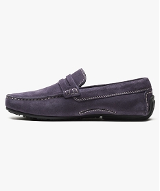 mocassins homme dessus et interieur cuir avec surpiqures violet mocassins et chaussures bateaux7075601_3