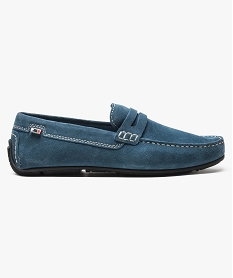 mocassins homme dessus et interieur cuir avec surpiqures bleu7075801_1