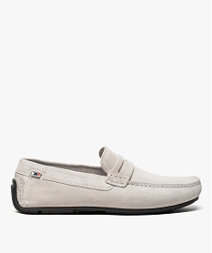 GEMO Mocassins homme dessus et intérieur cuir avec surpiqûres Blanc