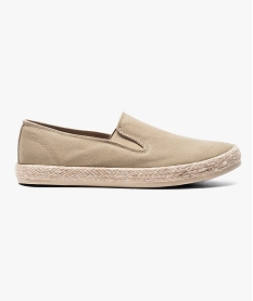 GEMO Tennis Slip on en toile unie et semelle corde Beige