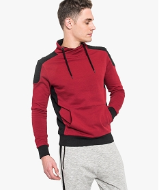 GEMO Sweat bicolore col cheminée Rouge