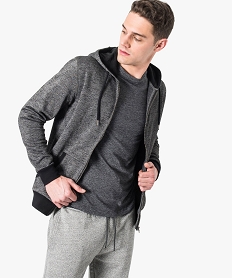 GEMO Sweat zippé chiné avec finitions unies Gris