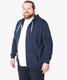 GEMO Sweat homme zippé avec capuche et détails contrastants Violet