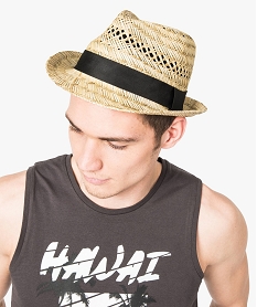 GEMO Chapeau trilby en paille avec galon uni Beige