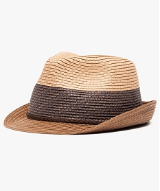 GEMO Chapeau trilby façon paille tressée tricolore Brun