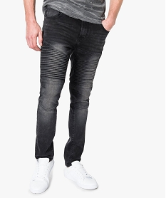 jean slim taille basse style motard noir7105401_1