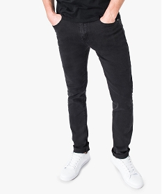 GEMO Jean slim taille basse uni en toile légère Noir