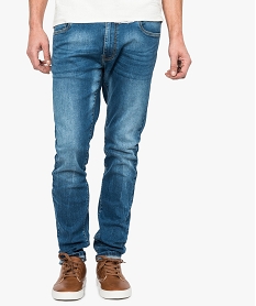 GEMO Jean homme slim stretch taille haute délavé Gris