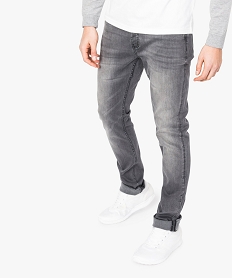 GEMO Jean homme straight stretch 5 poches Gris