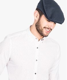 GEMO Casquette plate en coton doublée motif pois Bleu