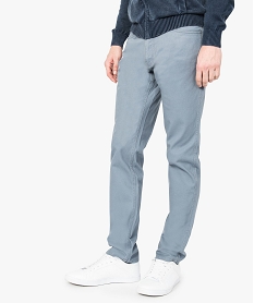 GEMO Pantalon homme 5 poches coupe regular en toile unie Bleu