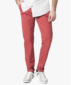 pantalon homme chino coupe slim rose pantalons de costume7110101_1