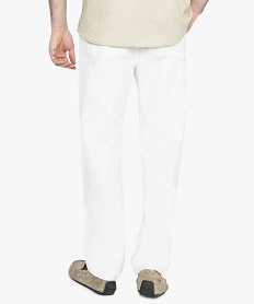 pantalon en lin uni avec taille elastiquee blanc pantalons de costume7110201_3