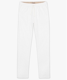 pantalon en lin uni avec taille elastiquee blanc pantalons de costume7110201_4