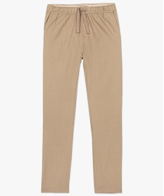 pantalon en lin uni avec taille elastiquee brun7110401_4