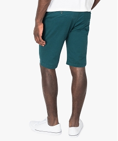 bermuda homme en toile extensible 5 poches coupe chino vert7112901_3