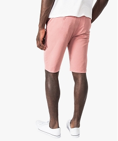bermuda homme en toile extensible 5 poches coupe chino rose7113001_3