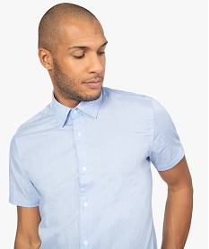 chemise rayee a manches courtes coupe regular bleu7114601_2