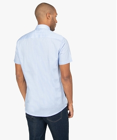 chemise rayee a manches courtes coupe regular bleu7114601_3