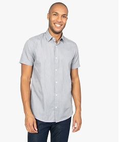 chemise rayee a manches courtes coupe regular gris chemise manches courtes7114801_1