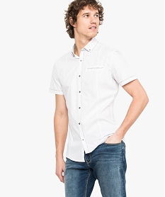 chemise a manches courtes avec col fantaisie slim fit repassage facile blanc chemise manches courtes7115801_1