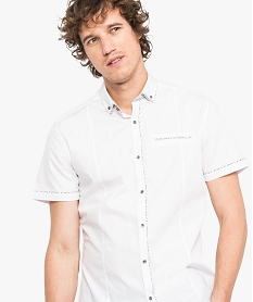 chemise a manches courtes avec col fantaisie slim fit repassage facile blanc chemise manches courtes7115801_2