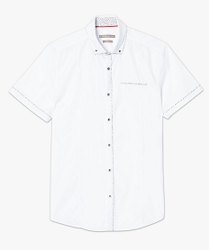 chemise a manches courtes avec col fantaisie slim fit repassage facile blanc chemise manches courtes7115801_4