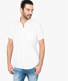 chemise texturee a manches courtes unie blanc chemise manches courtes7116401_1