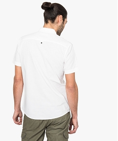 chemise unie a manches courtes en coton blanc chemise manches courtes7116501_3
