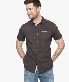 chemise manche courte en coton avec details contrastants gris chemise manches courtes7117201_1
