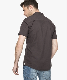 chemise manche courte en coton avec details contrastants gris chemise manches courtes7117201_3