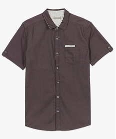chemise manche courte en coton avec details contrastants gris chemise manches courtes7117201_4