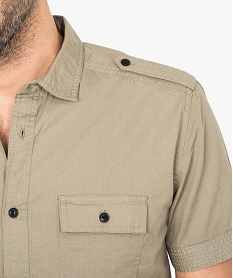chemise unie a manches courtes en coton vert chemise manches courtes7117301_2