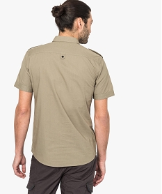 chemise unie a manches courtes en coton vert chemise manches courtes7117301_3