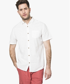 chemise en lin unie a manches courtes blanc chemise manches courtes7117401_1