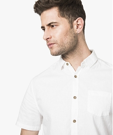 chemise en lin unie a manches courtes blanc chemise manches courtes7117401_2