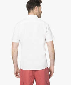 chemise en lin unie a manches courtes blanc chemise manches courtes7117401_3